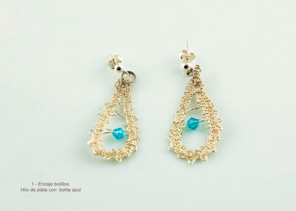 Alt=”Boucle d'oreille au fuseau bleu”.